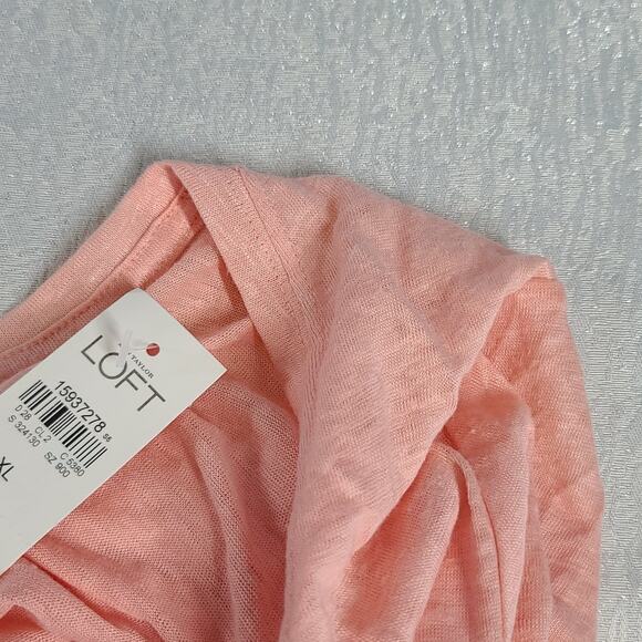 Loft linen T women's top pink Size XL NWT Resort wear Natural fibers Vacation - Picture 7 of 8